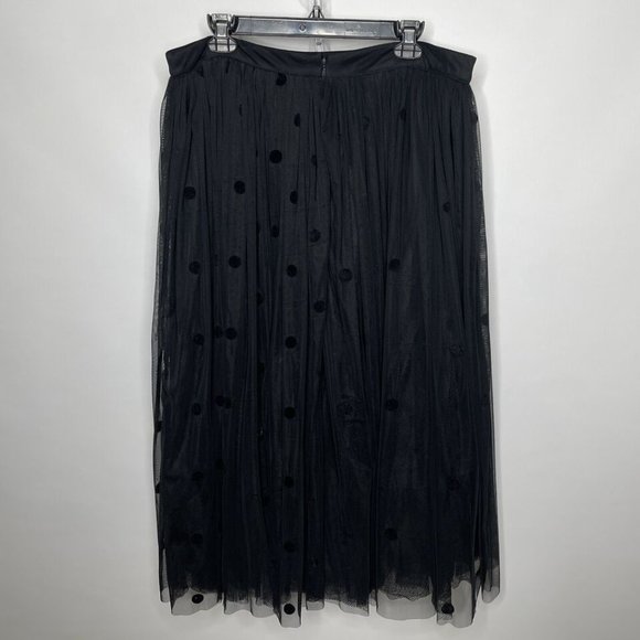 ASOS Midi Skirt Size 14 Black Flocked Polka Dot Tulle - Picture 3 of 5